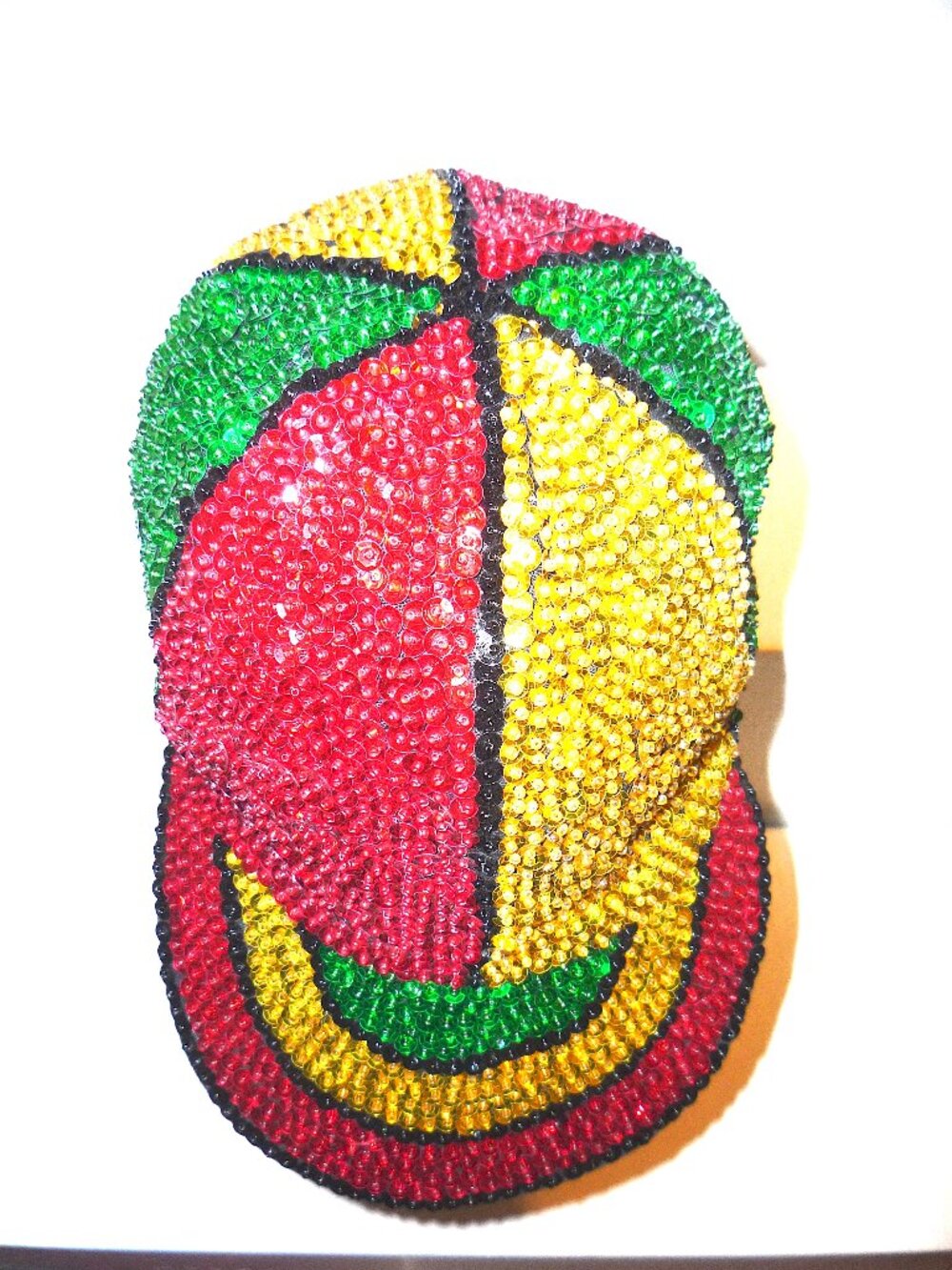 Sequin Jamaica Colors Hat, Reggae Streetwear Festival Outfit Accessory for Adult